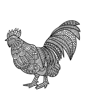 Página para Colorir Mandala de uma Galinha em Pé