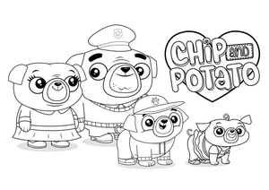 Página para Colorir Personagens de Chip and Potato