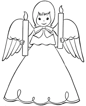 Página para Colorir Anjo com Velas para o Natal