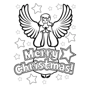 Página para Colorir Anjo de Natal Alegre