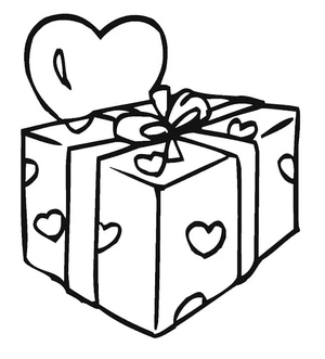 Página para Colorir Página de colorir temática de Natal Presente e Coração