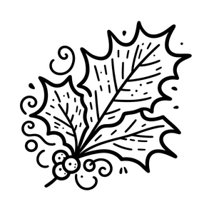 Página para Colorir de Azevinho de Natal