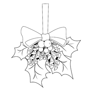 Página para Colorir de Azevinho de Natal para Imprimir