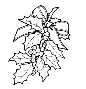 Página para Colorir Azevinho de Natal para Imprimir