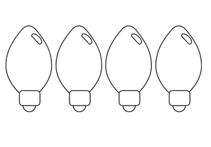 Quarteto de lâmpadas, fácil Luzes de Natal coloring page, free printable