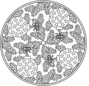 Página para Colorir Extravagância de Mandala de Natal