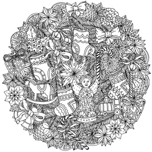 Página para Colorir Mandala de Natal Grátis