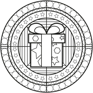 Página para Colorir Caixa de Presente Mandala de Natal