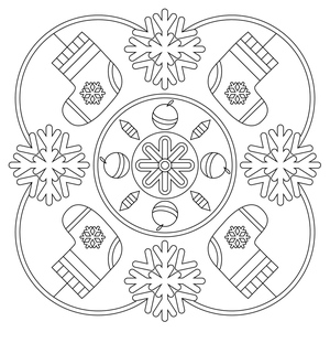 Mandala de Natal com Meias de Floco de Neve