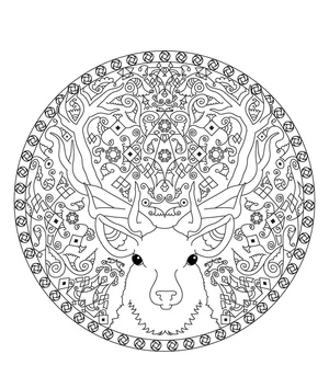 Página para Colorir Mandala de Rena de Natal