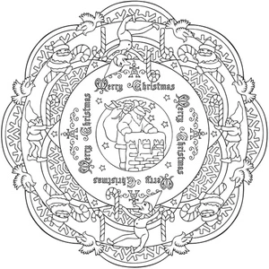 Página para Colorir Mandala de Natal Incrível