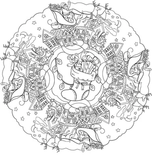 Página para Colorir Mandala das Meias de Natal