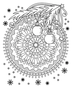 Página para Colorir Mandala de Natal Simples
