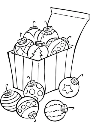 Página para Colorir Caixa de Enfeites de Natal