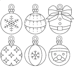 Página para Colorir Seis Enfeites Festivos