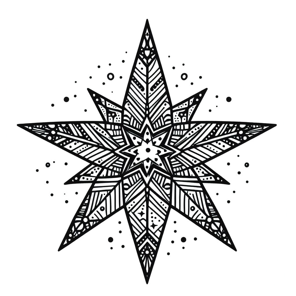 Página para Colorir Estrela Maravilhosa de Natal