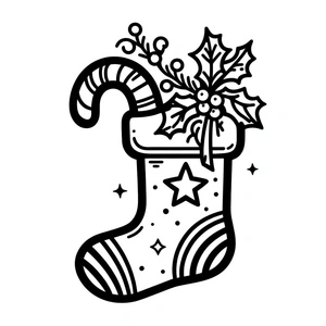 Página para Colorir Meia de Natal Fofa