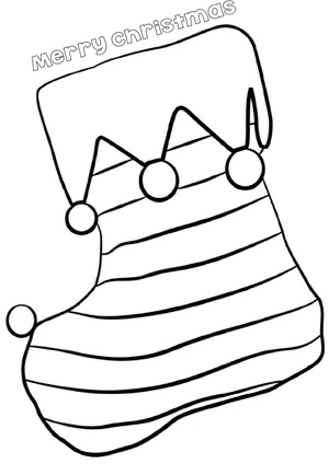 Página para Colorir Meia de Natal Fofa