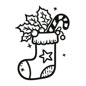 Página para Colorir Meia de Natal Encantadora