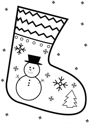 Página para Colorir Página para colorir natalina de Meia e Boneco de Neve