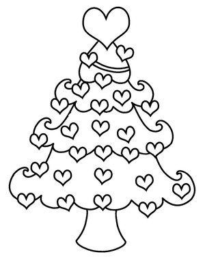 Árvore de Natal com Decorações de Coração