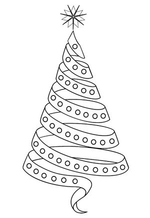 Página para Colorir Árvore de Natal com Fitas