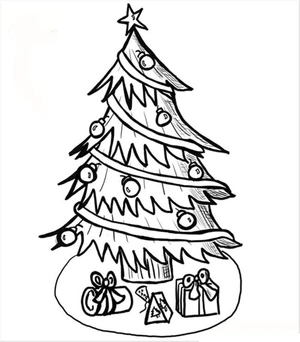 Página para Colorir Design de Árvore de Natal para Imprimir