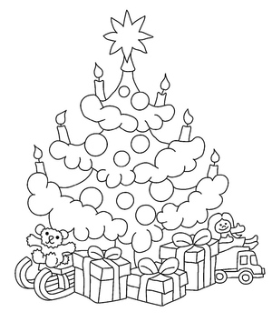 Árvore decorada com presentes