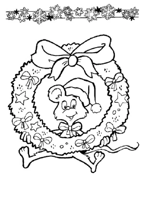 Página para Colorir Guirlanda de Natal com um Pequeno Visitante