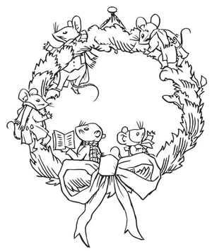 Página para Colorir Página para Colorir Guirlanda de Natal com Ratinhos
