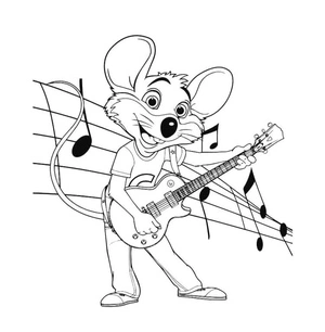 Página para Colorir Chuck E. Cheese Tocando Violão