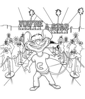 Página para Colorir Chuck E. Cheese Feliz