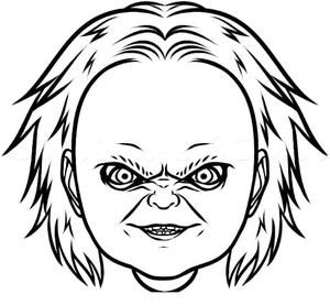 Rosto de Chuck, página para colorir detalhada Chucky, impressão gratuita