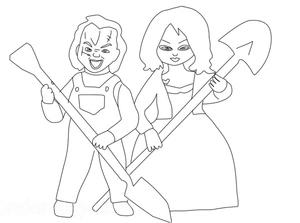 Página para Colorir Página para Colorir do Chucky e da Tiffany