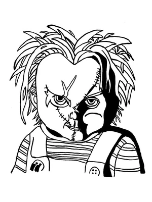 Página para Colorir Chucky Assustador