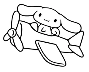 Página para Colorir Cinnamoroll voando de avião