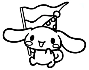 Página para Colorir Cinnamoroll Segurando uma Bandeira