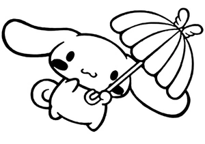 Página para Colorir Cinnamoroll Segurando um Guarda-Chuva
