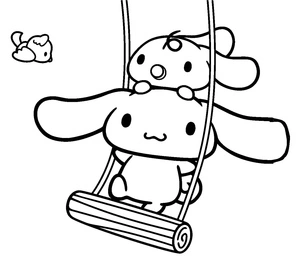 Página para Colorir Cinnamoroll em clima de brincadeira