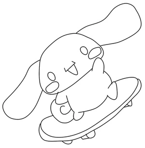 Página para Colorir Cinnamoroll Fofo Andando de Skate