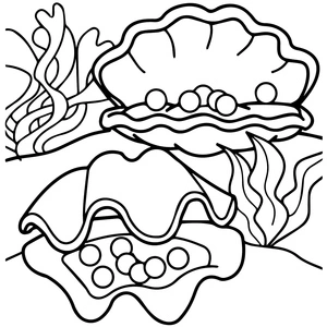 Página para Colorir Ostra com Pérolas