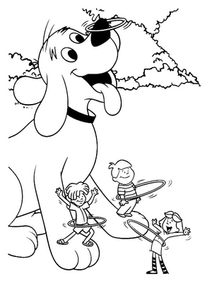 Página para Colorir Clifford e as Crianças