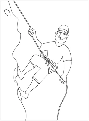 Página para Colorir Aventura Empolgante de Escalada na Montanha
