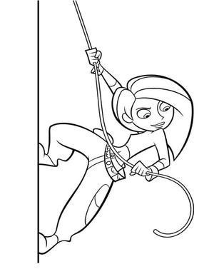 Página para Colorir Kim escalando montanha