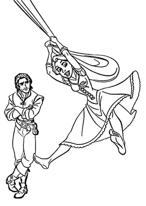 Página para Colorir Rapunzel Escalando