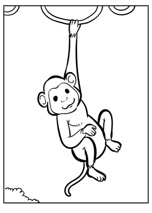 Página para Colorir Macaco Simples Balançando no Cipó