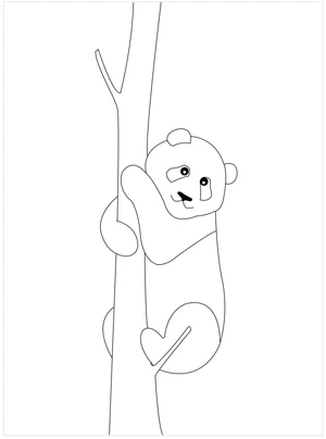Página para Colorir Panda Simples Escalando uma Corda
