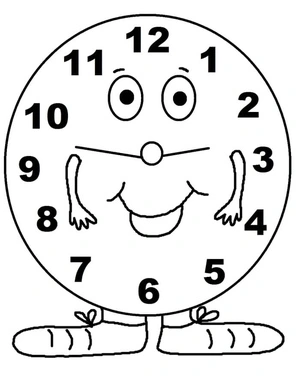 Relógio sorridente, easy relógio coloring page, free printable