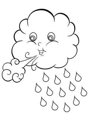 Página para Colorir Nuvem de Chuva Adorável