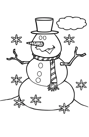 Página para Colorir Boneco de Neve e Nuvem